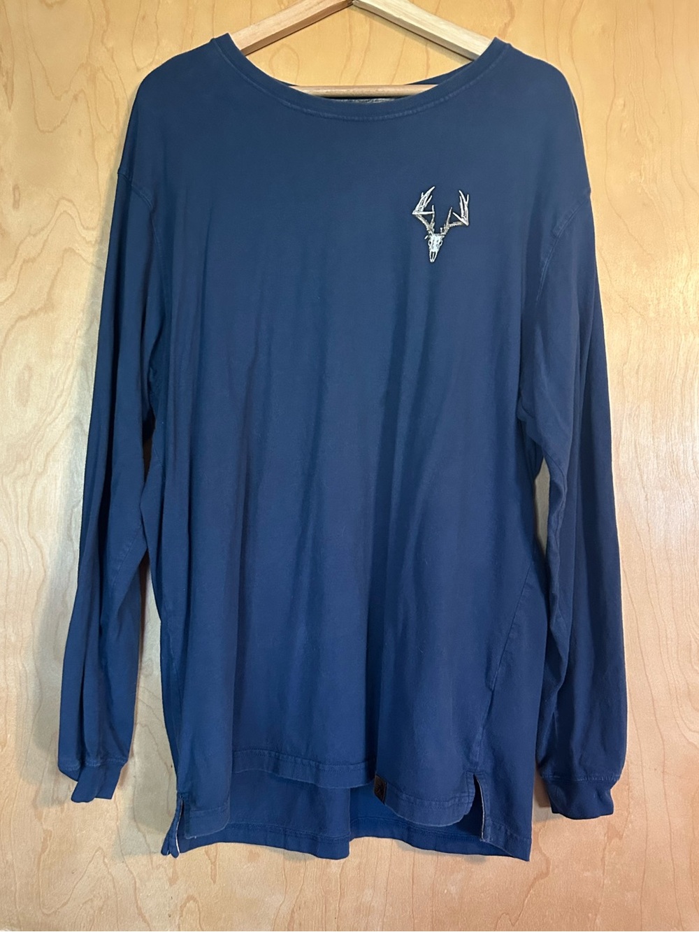Legendary Whitetails Navy Blue Long Sleeve Shirt with Deer Skull Logo